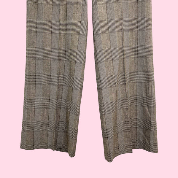 BROWN + PINK PLAID LOW RISE OFFICE PANTS (8/10)