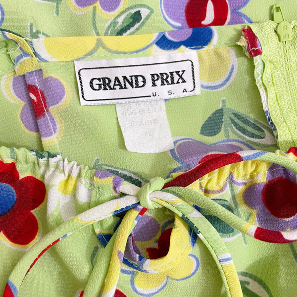 LIME FLORAL MILKMAID MINI DRESS (L/XL)