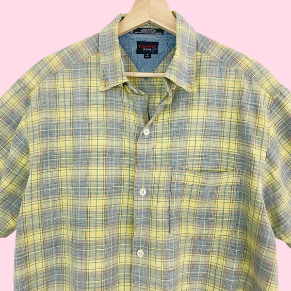 Y2K Tommy Jeans Plaid Cropped Button Up (M-XL)