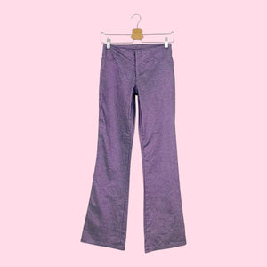 METALLIC PURPLE LOW RISE FLARE PANTS (0)