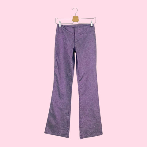 METALLIC PURPLE LOW RISE FLARE PANTS (0)