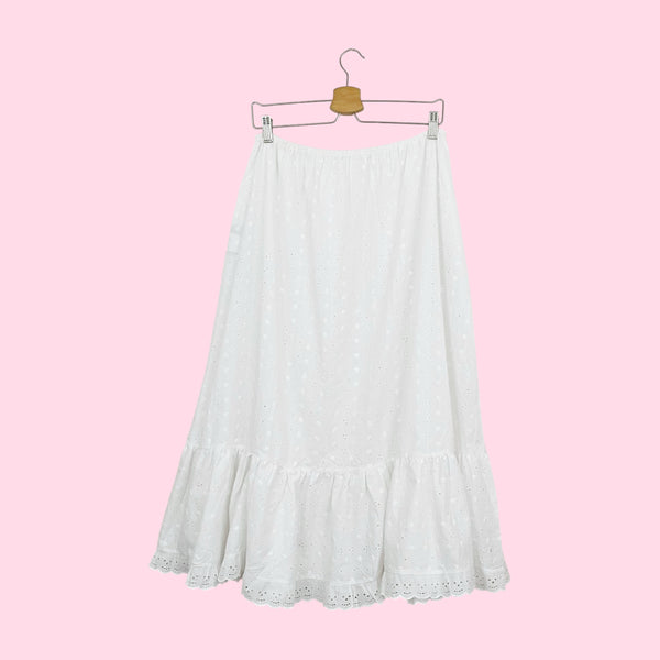 WHITE EYELET PRAIRIE SKIRT (L/XL)