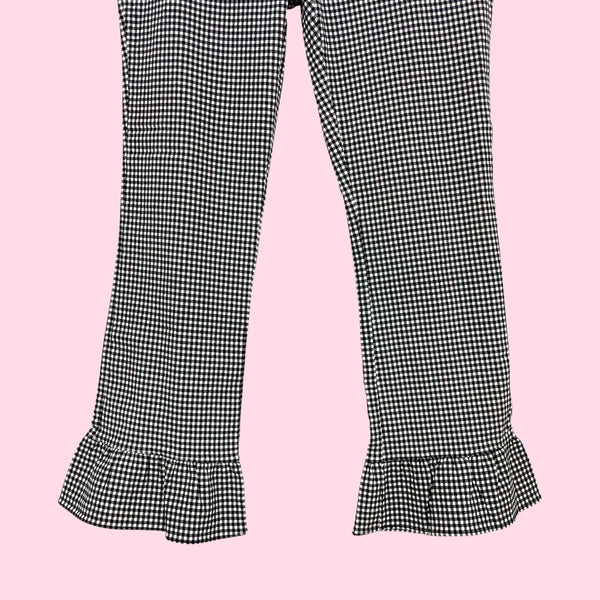 BLACK + WHITE GINGHAM RUFFLE CAPRIS (M)