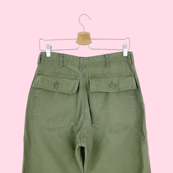 60S OG-107 GREEN MILITARY FATIGUE PANTS (28)