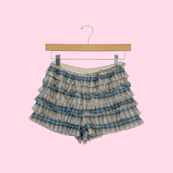 Uo Plaid Mesh Bloomer Shorts (S/M)