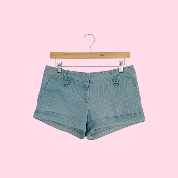 Y2K Blue Pinstripe Low Rise Shorts (S/M)