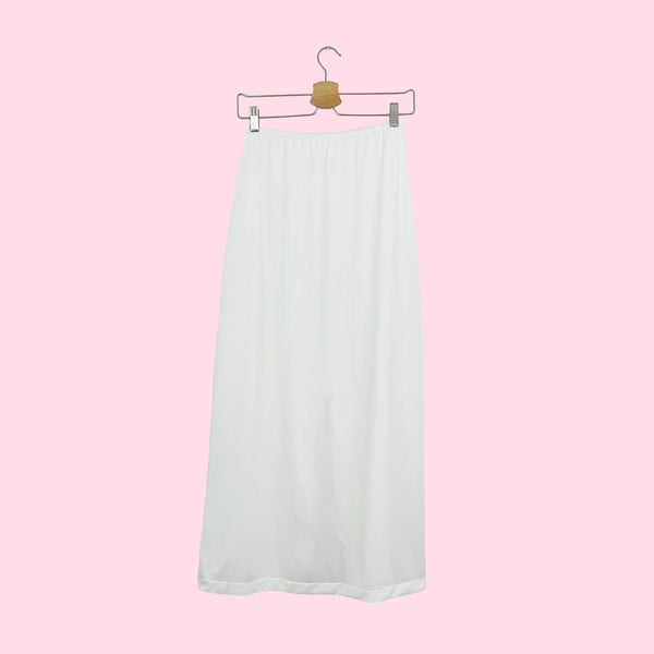 WHITE MAXI SLIP SKIRT (M)