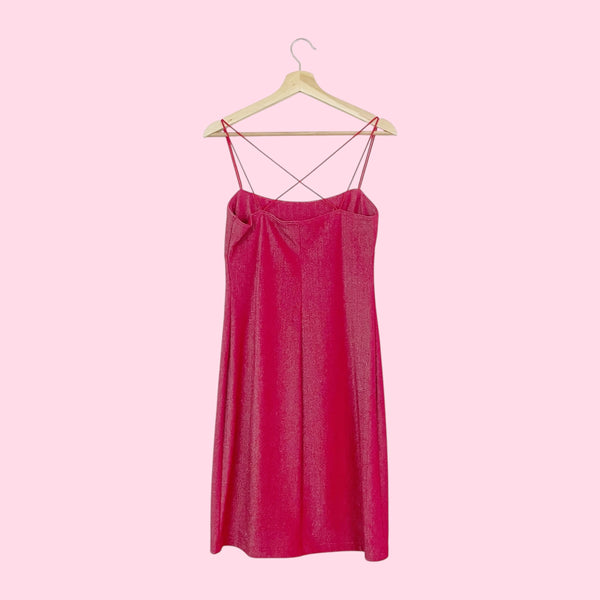 METALLIC RED STRAPPY MIDI DRESS (M)