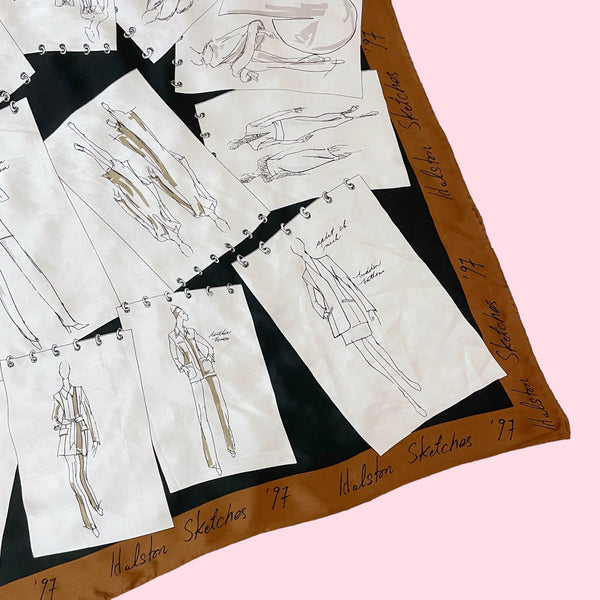 1997 HALSTON SKETCHES SILK SCARF