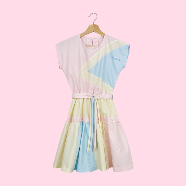 80S OSCAR DE LA RENTA PASTEL DRESS (XS/S)