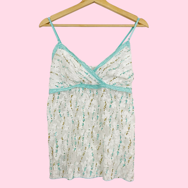 Y2K Floral Cotton Tie Back Tank (M)