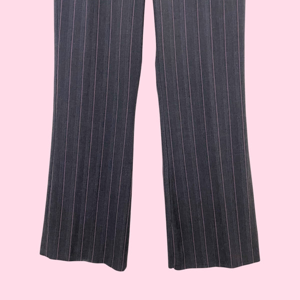 GRAY + PINK PINSTRIPE OFFICE PANTS (12)