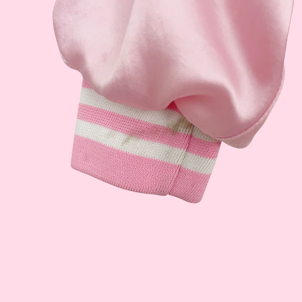 90s Budweiser Pink Embroidered Satin Jacket (L)
