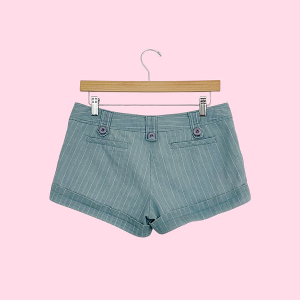 Y2K Blue Pinstripe Low Rise Shorts (S/M)