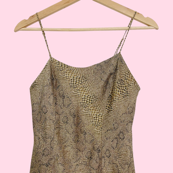 90S VICTORIA'S SECRET SNAKE PRINT SILK SLIP DRESS (S)