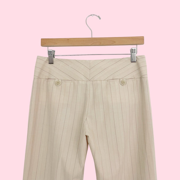 Cream + Burgundy Pinstripe Office Pants (2)