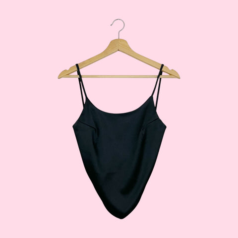 BLACK BACKLESS HALTER TOP (M)