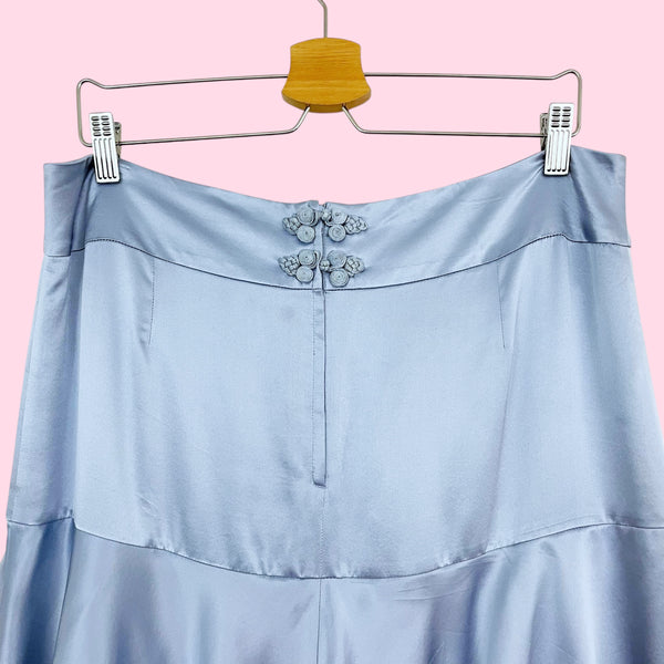 BLUE SILK MIDI SKIRT (10/12)