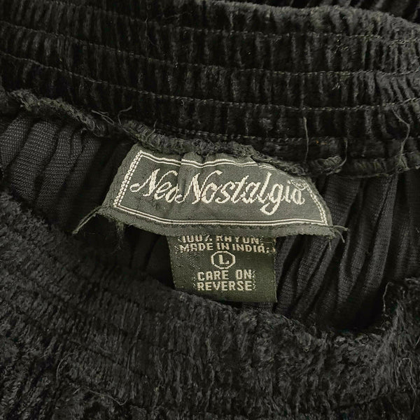 BLACK VELVET TIERED MAXI SKIRT (L)