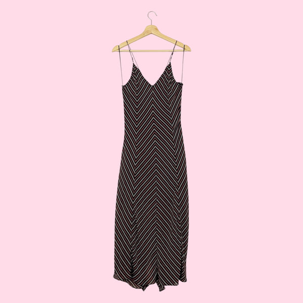 STRIPED CINCHED MAXI DRESS (L)
