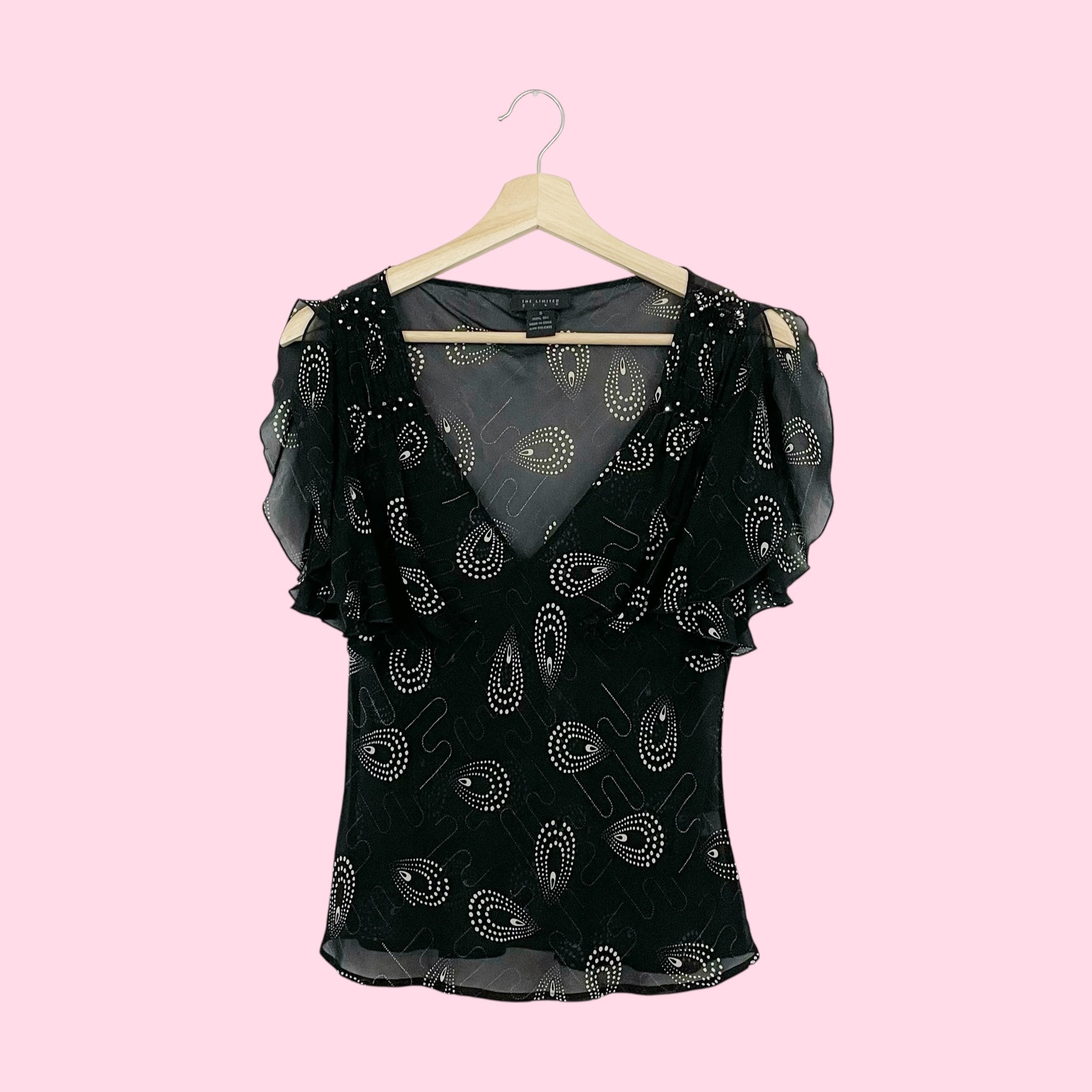 PRINTED SHEER SILK BLOUSE (S)