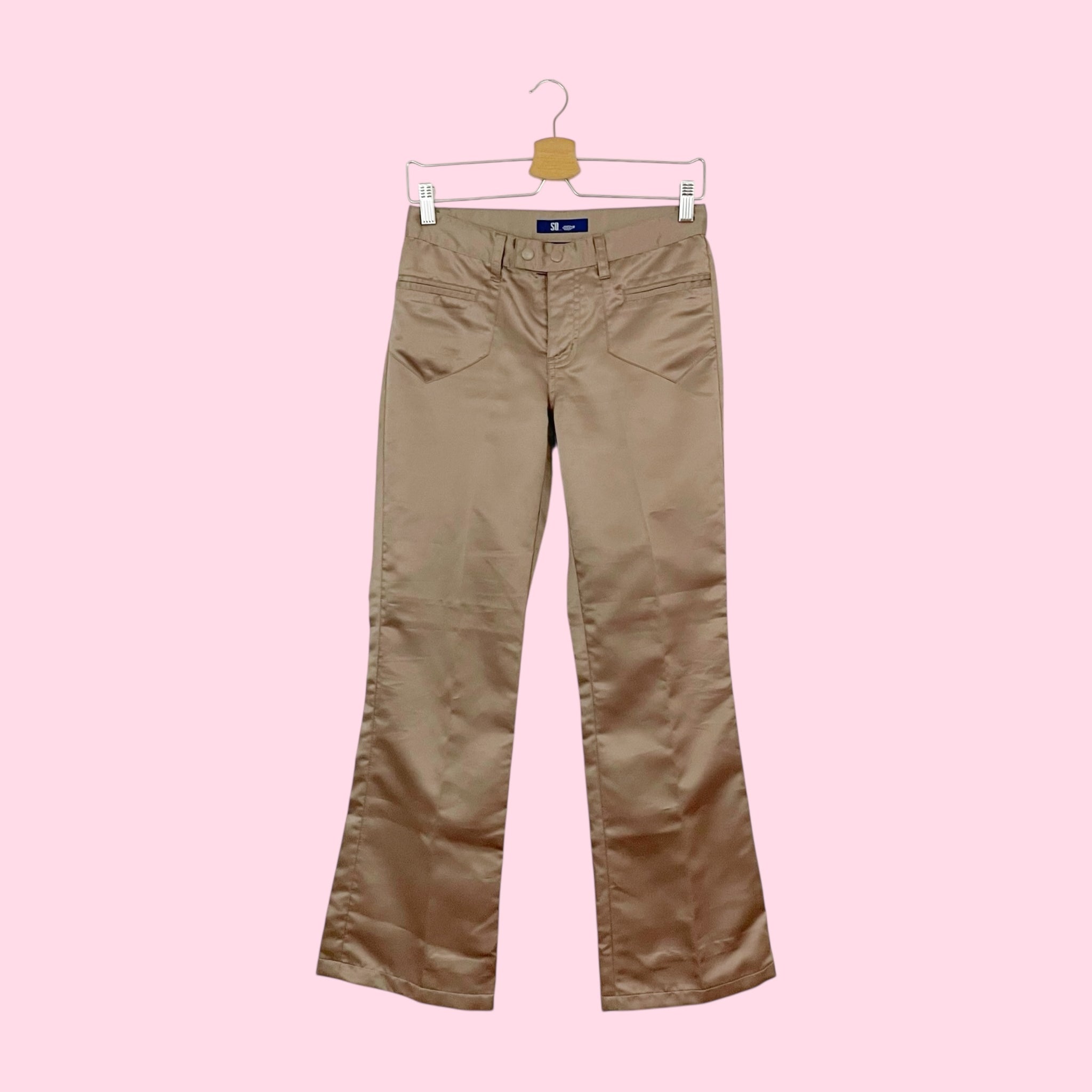 TAN SATIN BOOTCUT PANTS (2)