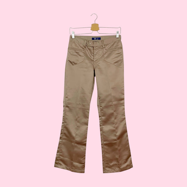 TAN SATIN BOOTCUT PANTS (2)