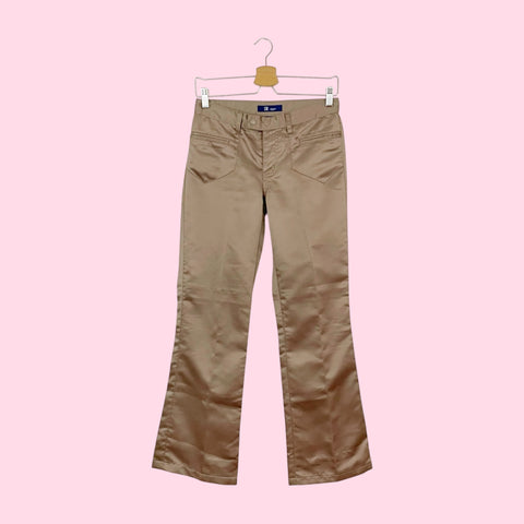 TAN SATIN BOOTCUT PANTS (2)