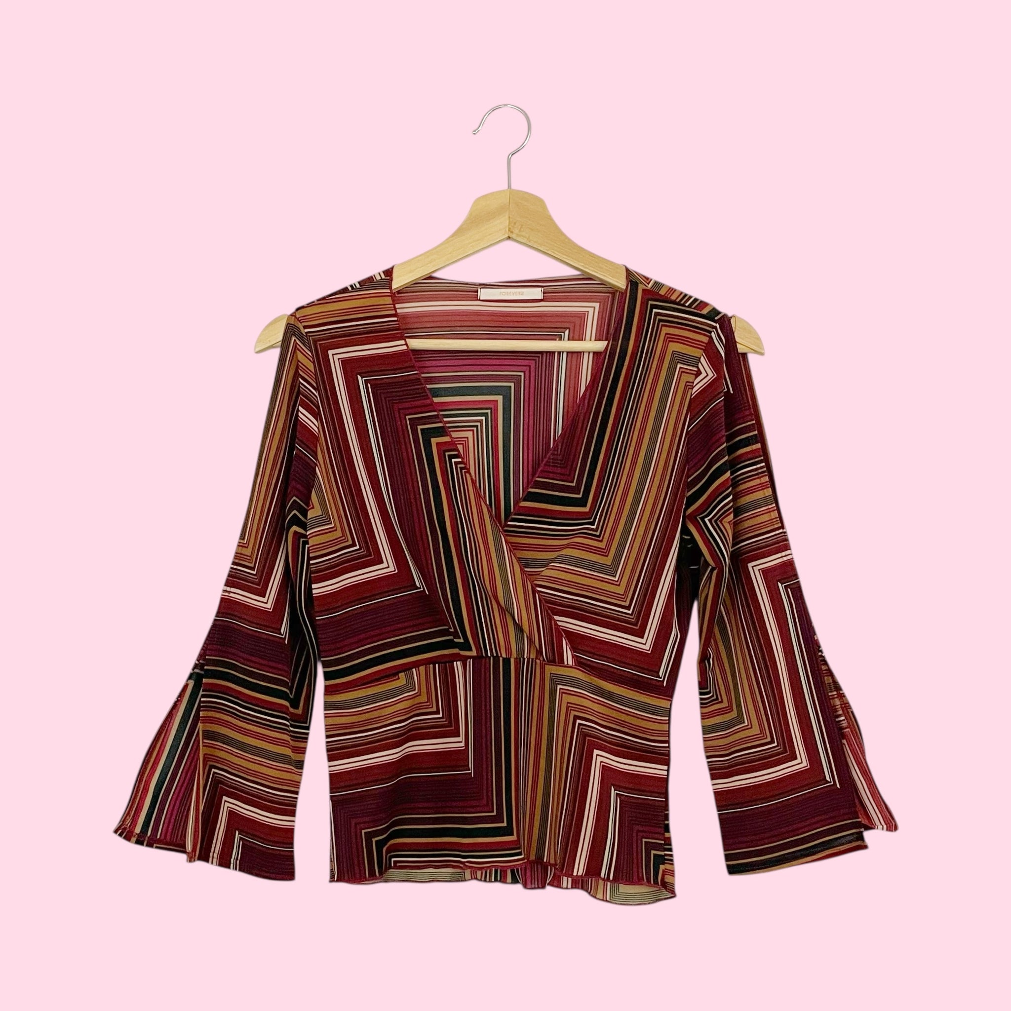 STRIPED CHEVRON COLD SHOULDER TOP (M)