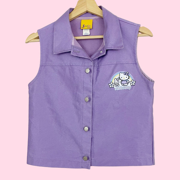 90S LAVENDER DENIM HELLO KITTY VEST (S)