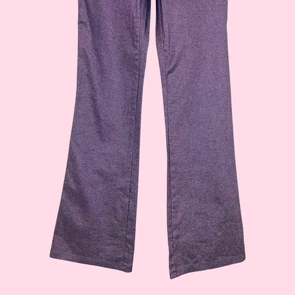 METALLIC PURPLE LOW RISE FLARE PANTS (0)
