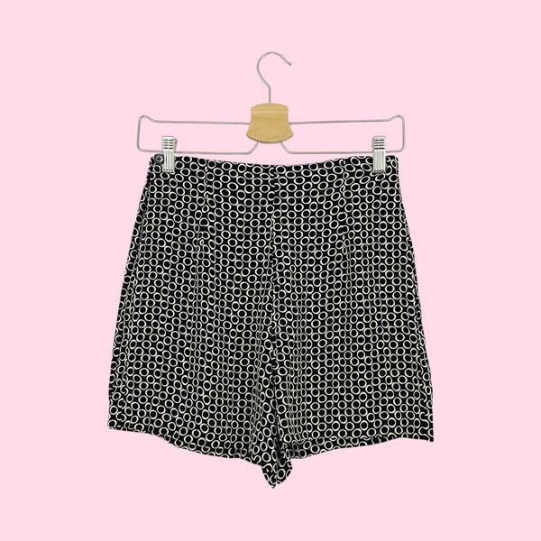 BLACK + CREAM PRINTED RAYON MINI SKORT (26)