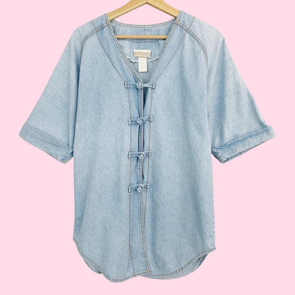 DENIM TOGGLE KNOT BLOUSE (S)