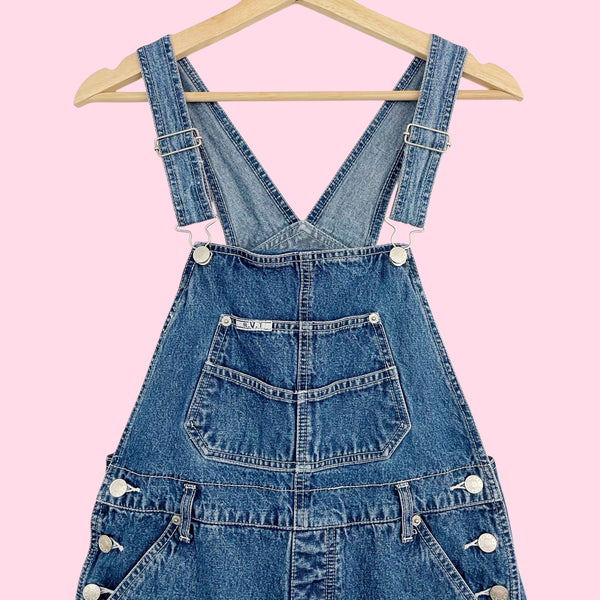 90s Patchwork Embroidered Overall Shorts (S/M)