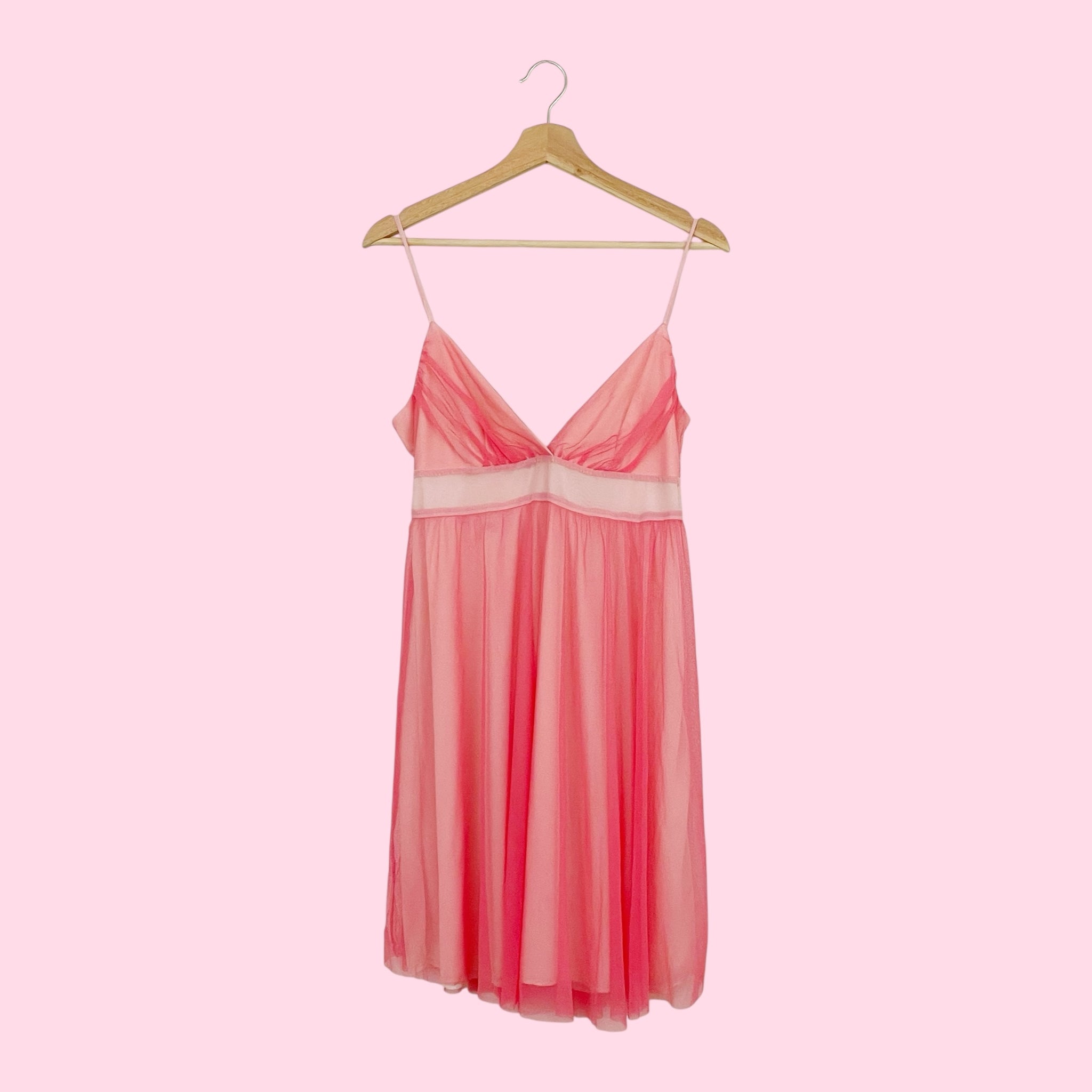 Y2K PINK MESH TIE BACK DRESS (M)