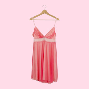 Y2K PINK MESH TIE BACK DRESS (M)