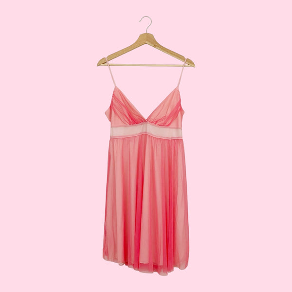 Y2K PINK MESH TIE BACK DRESS (M)