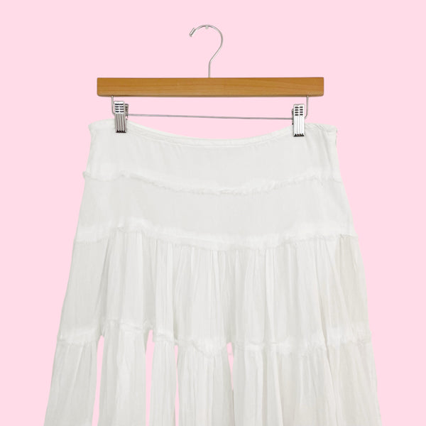 Y2K White Guazey Prairie Skirt (S/M)