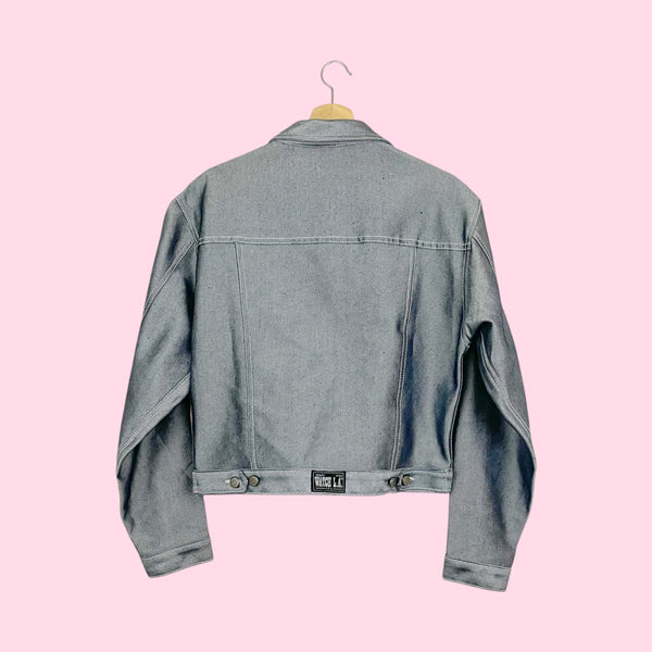 90S METALLIC BLUE DENIM JACKET (M)