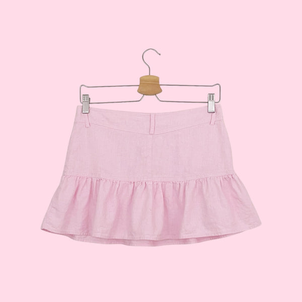 LIGHT PINK LINEN MINI SKIRT (XS)