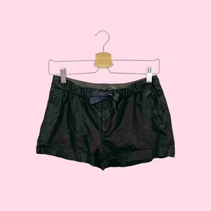 BLACK LEATHER LOW RISE SHORTS (0)