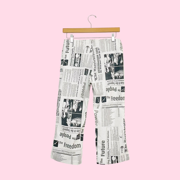 Y2K Newspaper Print Capris (S)