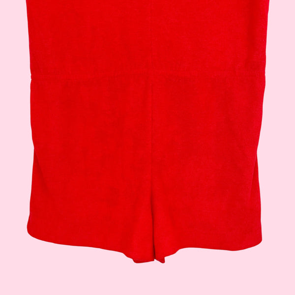 NEON RED TERRY CLOTH ROMPER (M)