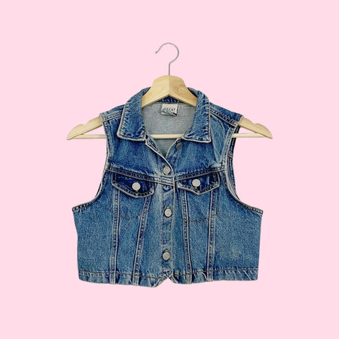 CROPPED DENIM VEST (XS/S)