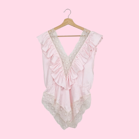 80S LIGHT PINK RUFFLE TEDDY (L)