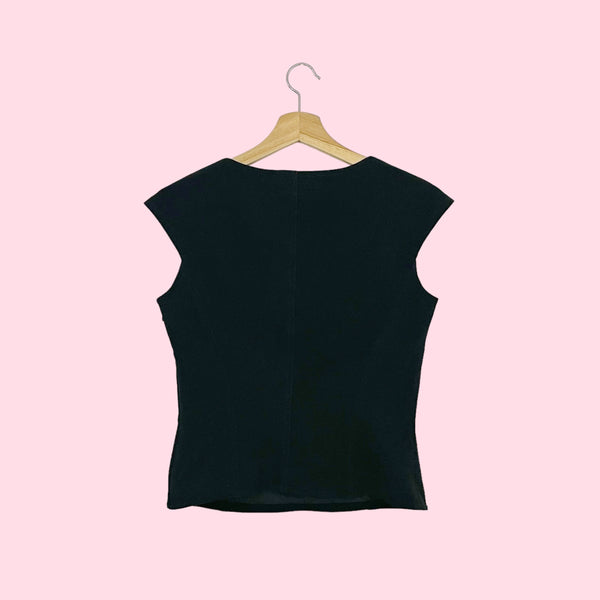 ESCADA BLACK CAP SLEEVE BLOUSE (S)