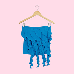 AQUA RUFFLE FRINGE TUBE TOP (M)