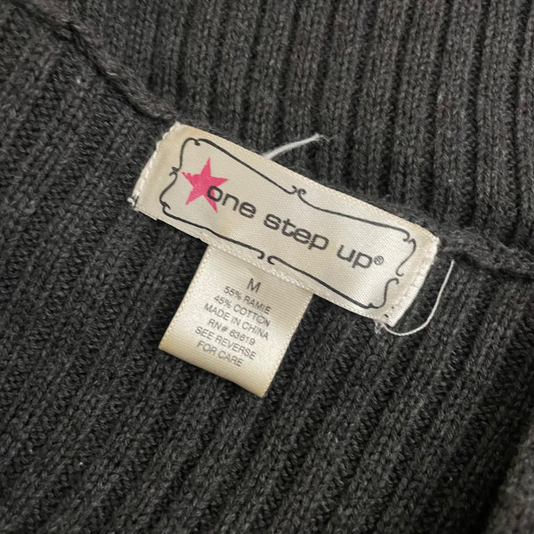 GRAY DENIM + KNIT HOODED VEST (M)