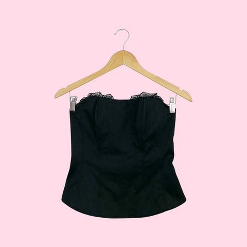 BLACK LACE TRIM CORSET TOP (2)
