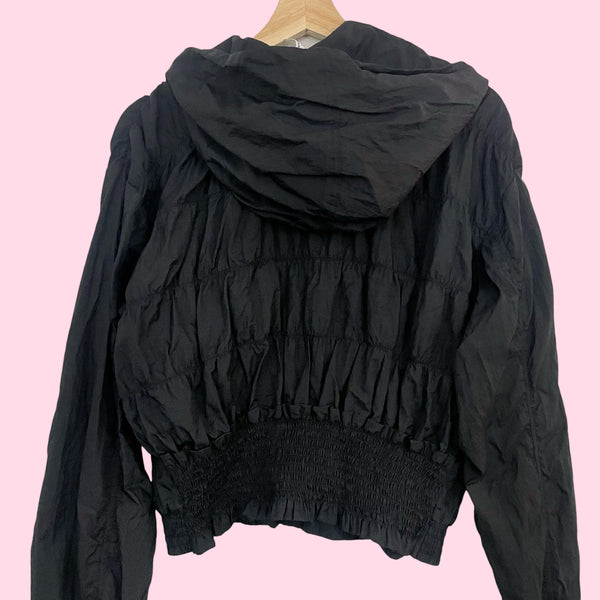 Free People Movement Black Ruched Windbreaker Jacket (S)